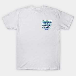 Pocket - Soft Nautical Watercolor Lines blue T-Shirt